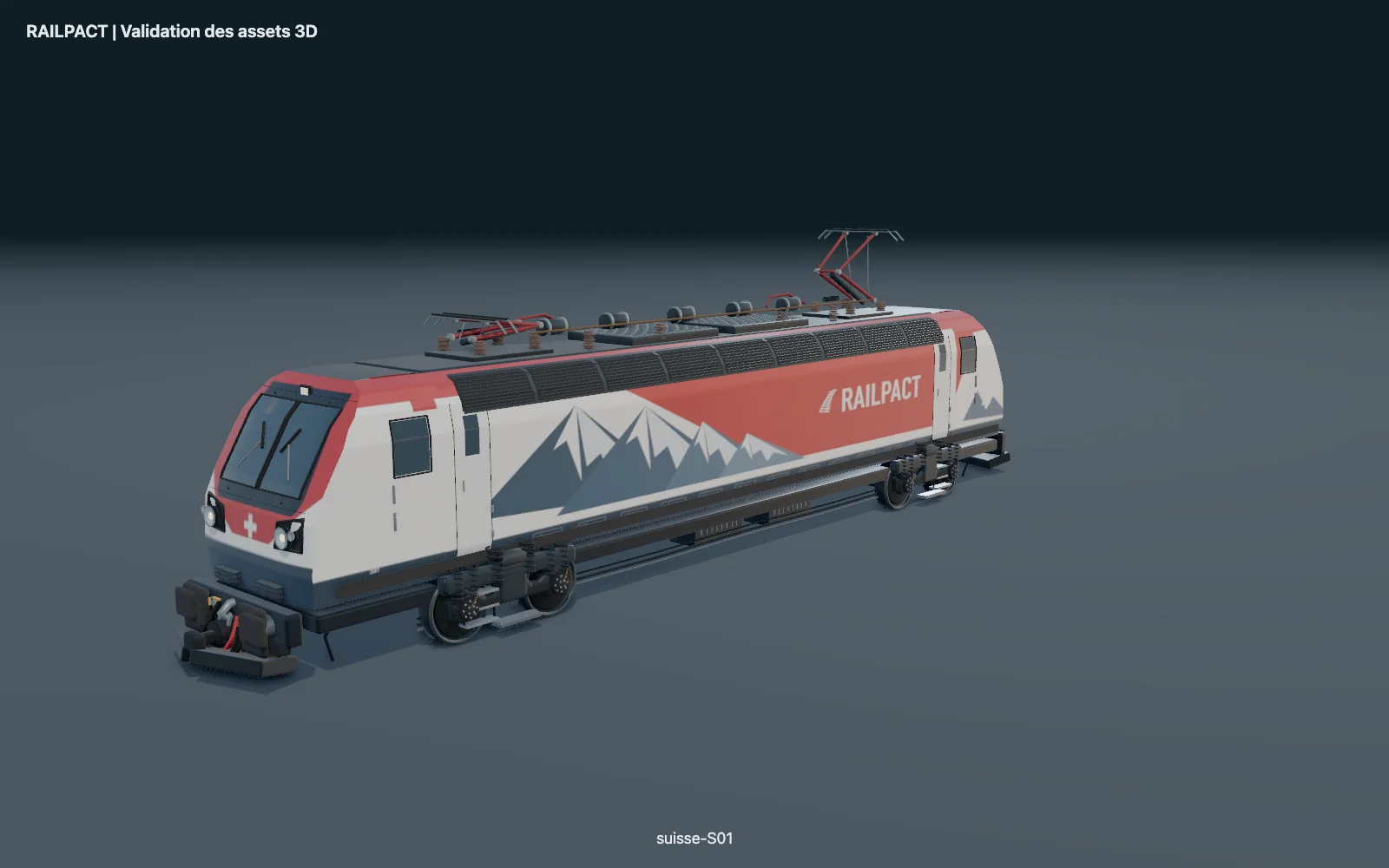 Locomotive suisse du parc RAILPACT, livrée rouge et blanche